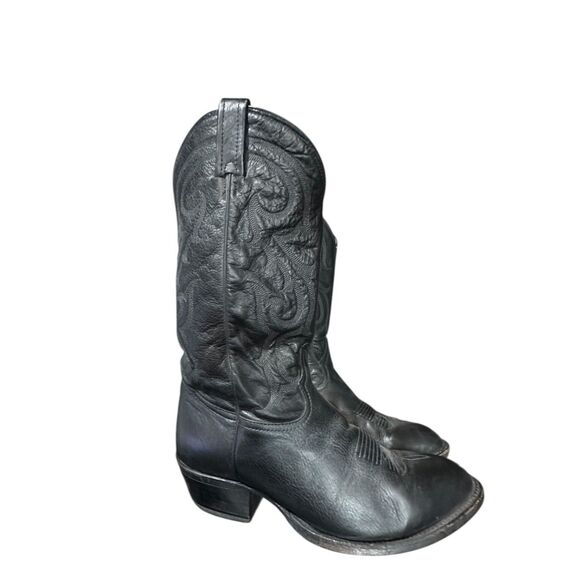 Tony Lama Mens CZ820  Buck Black Leather Pull On Cowboy Western Boots US 9.5 EE main image 9